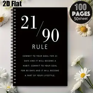 1 Spiral Coil Notebook 5.7x8.26 inch, Premium Lined Pages, Durable Binding, Daily Habit Tracker Journal for 21/90 Day Goal Setting, Fitness Planner, Travel Log, Gift for New Year Resolutions, Outdoor Adventures, Study & Work Organization [2D] Fla