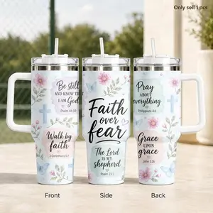 GuLuBoo Christ's Prayer 40oz Stainless Steel Vacuum Flask, Leak-Resistant Insulated Tumbler with Straw, All-Day Ice Retention, Portable Water Bottles for Travel, Gym, Ideal Holiday Gift