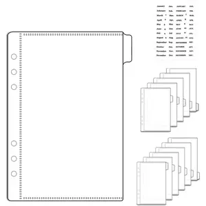 12 A5 Binder Pocket Dividers with Tabs Zipless 5" x 8" Clear Cash Stuffing Envelopes Planner Inserts for 6 Ring Budgeting Accessories (12 A5)
