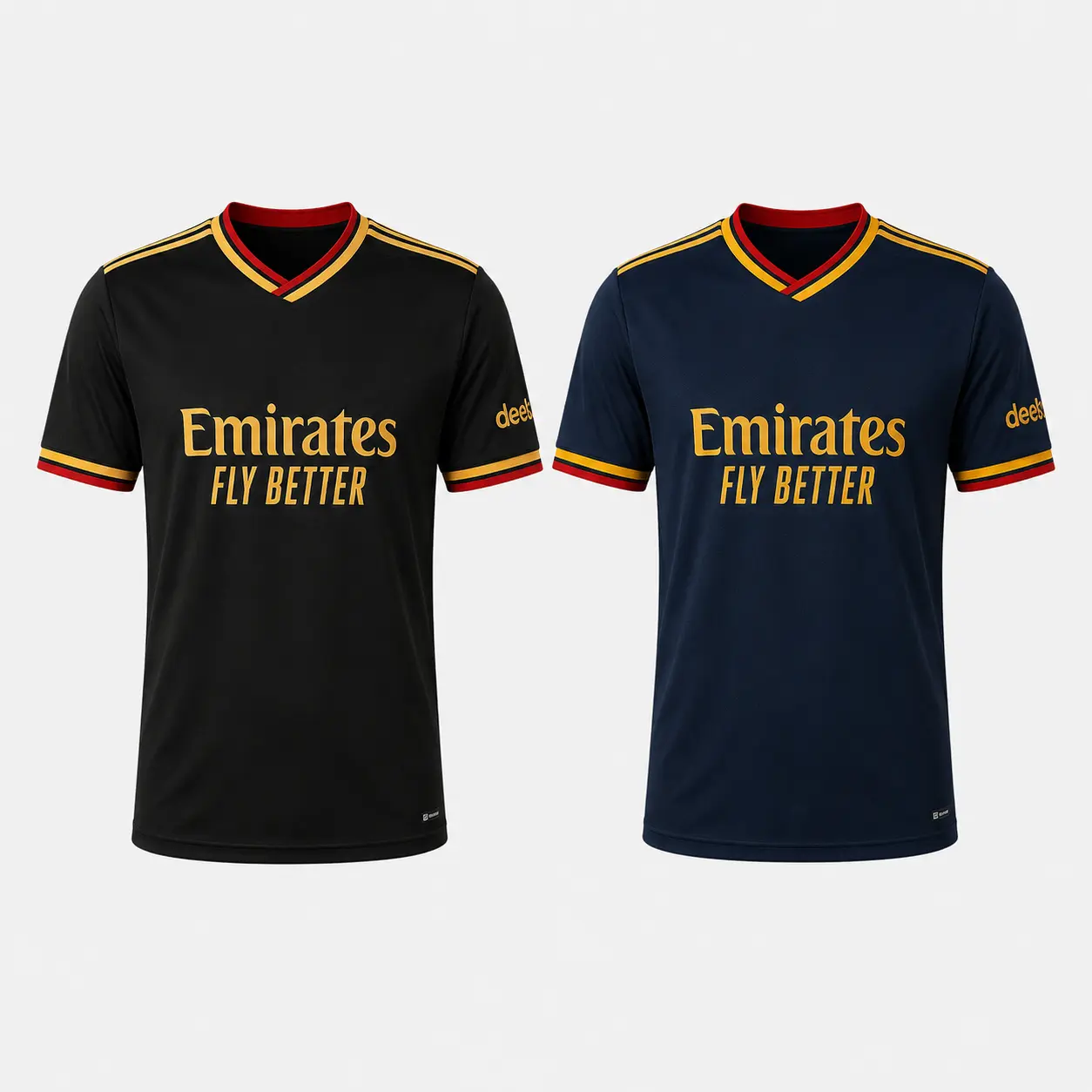 North London Gunners Black and Navy Soccer Jerseys – Unisex Full-Detail Football Shirts with Two Design Options, Gold Accent Trim, Short Sleeves, Breathable Match Day Fabric and Athletic Fan Fit for Training, Stadium Events and Casual Fan Outfits