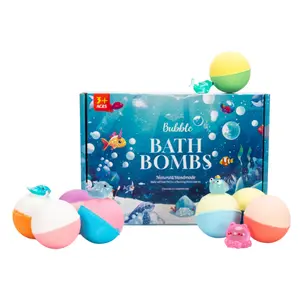 Fun Ocean Theme Bath Bombs for Kids, Each with Hidden Toy, 12pcs Gift Box
