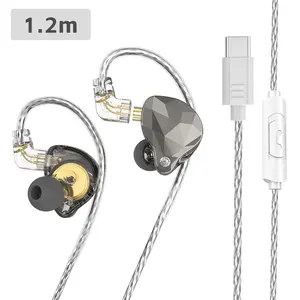 X4 Pro USB-C Detachable Wired In-Ear Headphones 1.2m Dynamic HiFi Earbuds With Microphone Bass Stereo For Musicians Music Monitoring Audio Cable