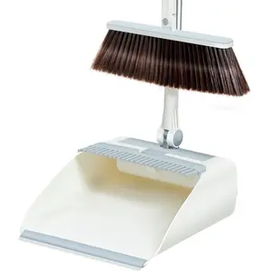 Long Handle Broom and Dustpan Set for Efficient Cleaning with Soft Bristles and Large Capacity Dustpan