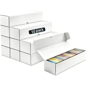 Trading Card Storage Box 10-Pack, 1000 Count Heavy Duty Corrugated Cardboard Box - Bulk Organizer for TCG, MTG,Sports & Collectible Cards, 12.8 INCH Horizontal