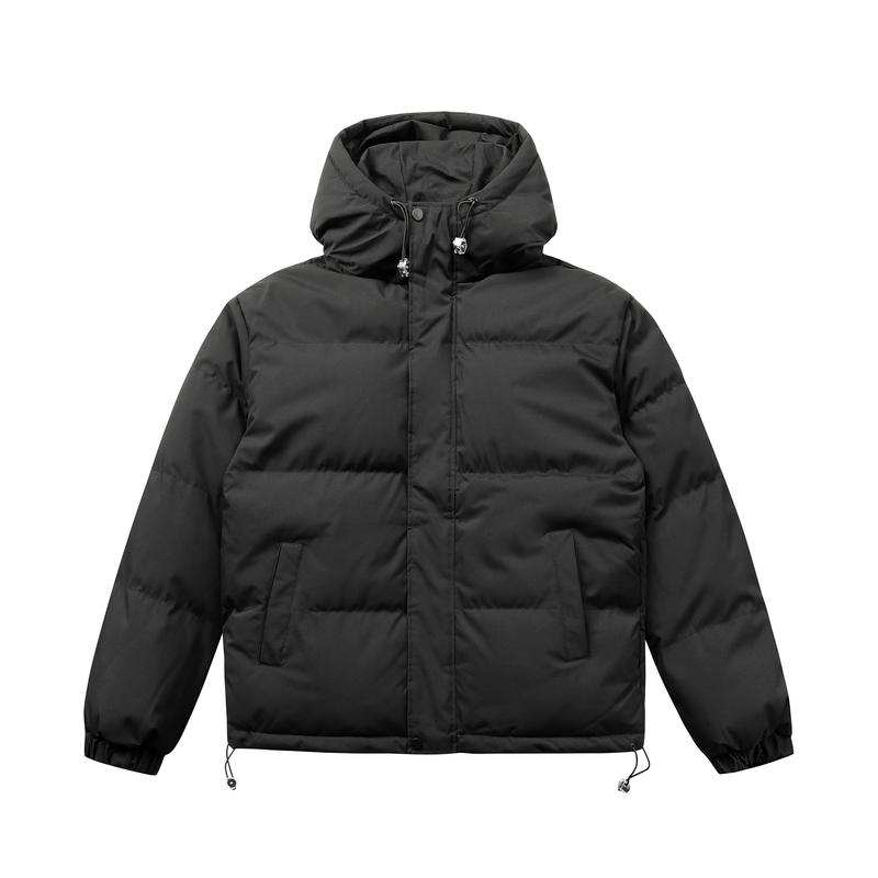 Men's Solid Color Thickened Zipper Drawstring Puffer Coat, Loose Overcoat, winter outfits Casual Warmth with Pockets Hooded Jacket, Streetwear, Cold Weather Gear, Men's Jacket, Winter Top 2025, Winter Jacket, Thick Jacket, cold weather outfits