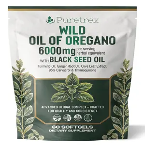 Wild Oil of Oregano 6000mg with Black Seed Oil – 95% Carvacrol & Thymoquinone for Immune Support, Gut & Respiratory Health | Vegan, Non-GMO | 60 Softgels