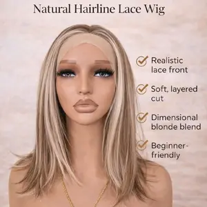 Watered Souls Joy 14 inch synthetic wig.  13x4 Lace front premium synthetic wig.  Futura fibers, 120 density, Scandinavian hairlne.  Heat Tolerance 350. She comes with a free wig cap. perfect for summer