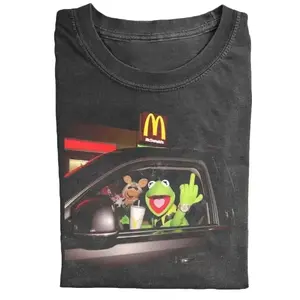 Kermit And Miss Piggy Donalds Drive Thru Meme T-Shirt, The Muppets Funny Fast Food Night Ride Scene, Viral Pop Culture Humor Shirt For Fans And Collectors, Unisex Cotton Crewneck T-Shirt Menswear Womenswear Streetwear Top