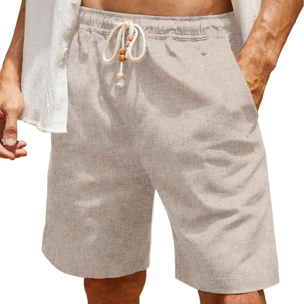 COOFANDY Men's Linen Casual Elastic Waist Drawstring Summer Beach Shorts Fabric Menswear Pants Soft Breathable Classic Denim Hawaiian Denim Hawaiian j