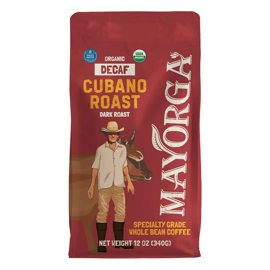 Mayorga Decaf Cubano Roast, Bold Organic Specialty-Grade Decaf Dark Roast Coffee Natural Beverage