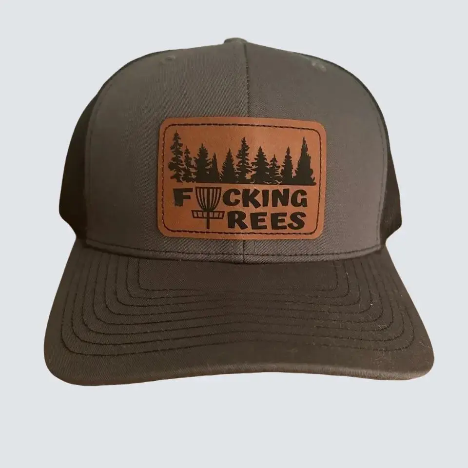 Disc Golf Leather Patch Hat, Funny Frisbee Golf Trucker Cap, Outdoor Sport Style Headwear, Gift for Players Fans Coaches Men Women