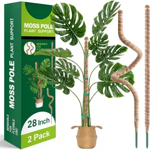 2 Pack 28'' Bendable Moss Pole Monstera  Support for Indoor Climbing , Tall  Stick Support Stake for Potted , Pothos, Philodendron