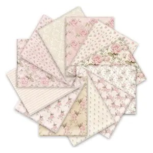 12Pcs Spring Cotton Fabric Bundles 20 x 20 Inch Retro Floral Printed Fat Quarters Pink Flower Quilting Patchwork Squares Sewing Fabrics for DIY Handmade Crafting Home Party Decor - Home Improvement.