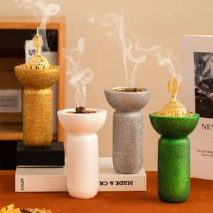 Luxurious Resin Incense Burner with Sequins, Aromatherapy Diffuser for Living Room, Bedroom, Office, Hotel, Yoga Studio Decor