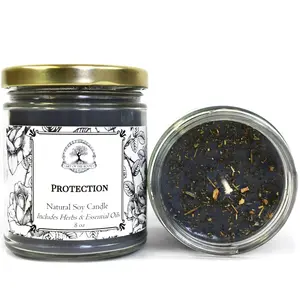Protection Soy Candle for Negativity, Psychic Attacks & Evil Intentions Wiccan Pagan Hoodoo Conjure