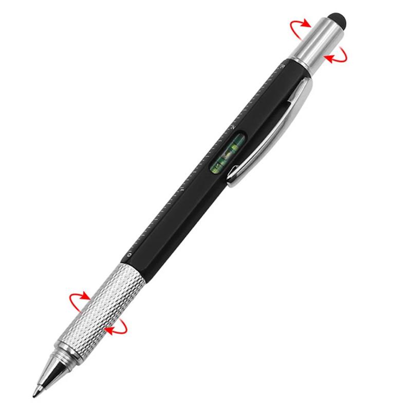 2pcs Gray & Black 6 in 1 Touch Screen Stylus Ballpoint Sprint Pen Tool Level Ruler Screwdriver for Business & Industrial Use