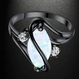 Horse Eye Ring S-shaped with Twisted Zircon Opal for Men & Women Unisex Metal Coating Sparkling Zircon Opal Design Accessory Distinctive Touch Outfit Visual Appeal