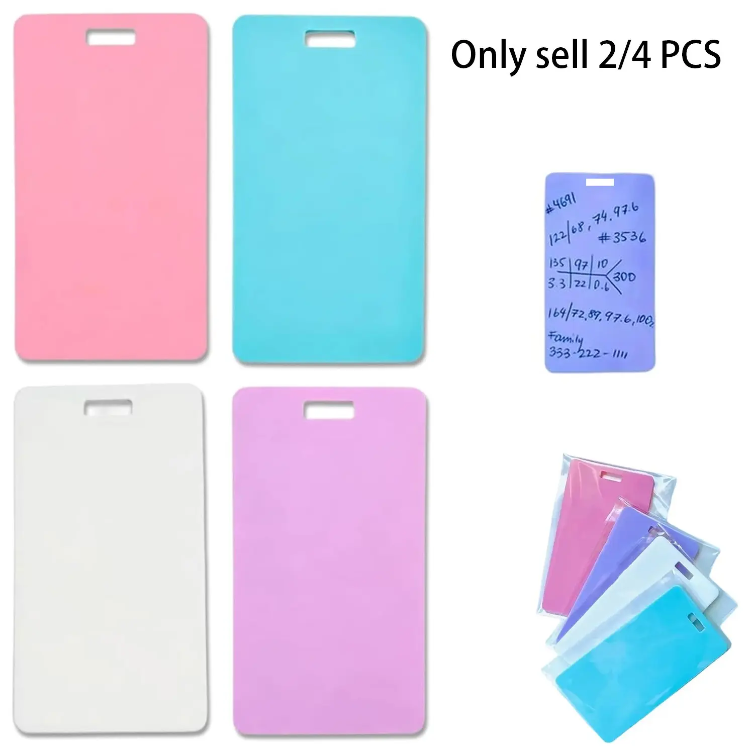 2/4 PCS Erasable Badge Sticky Notes, Erasable Badge Notepad, Reusable Silicone Badge Notepad, Ballpoint Pen Write&Alcohol Wipeable Notepad, Small Portable Dry Erase Board for Hospital Staff, Teachers, Caregivers, Busy Moms, Daily Reminder Lovers