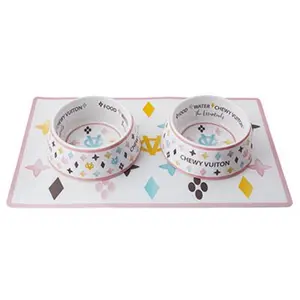 Chewy Vuiton Bowl Set (White)