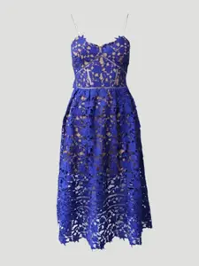Self-Portrait Azalea Royal Blue Midi Dress