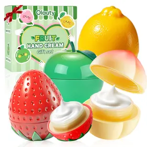 4-Piece Hand Cream Gift Set for Women, Hand Cream for Cracked Hands, Birthday Gift, Bridal Shower Favor, Thank You Gift, and Small Gift for Women, 1.06 oz (Strawberry, Apple, Lemon, Peach) Aloe Aloe Vera