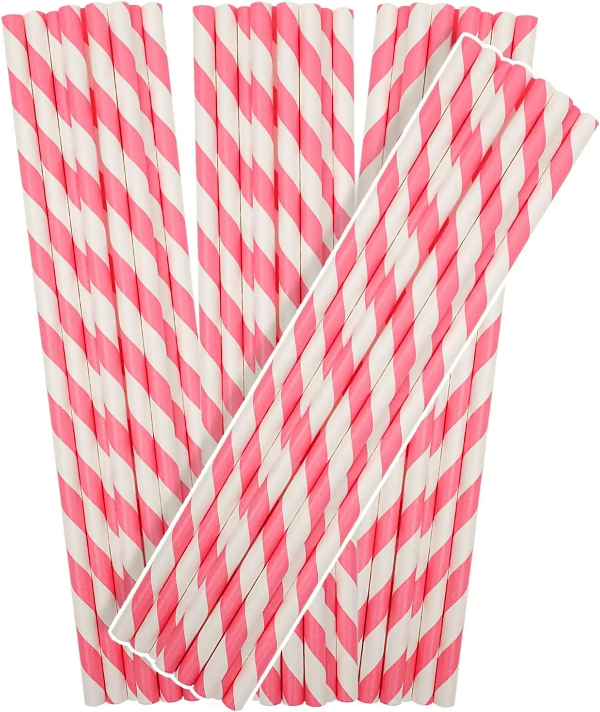 150 Packs  Paper Straws Drinking Disposable Stripe Straws Bulk
