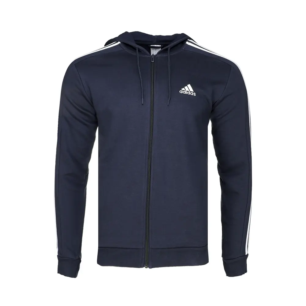 adidas Mens Essentials Fleece 3-Stripes Full-Zip Hoodie Casual Outerwear Casual - Grey