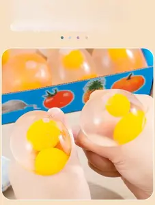 New Transparent Double Yolk Egg Squishy, Cute Simulation Squeeze Stress Relief Toy, Soft Anxiety Relief Fidget Ball for Kids & Students, Fun Relaxing Decompression Toy for School and Home, Perfect Ideal Children’s Day Gift Idea