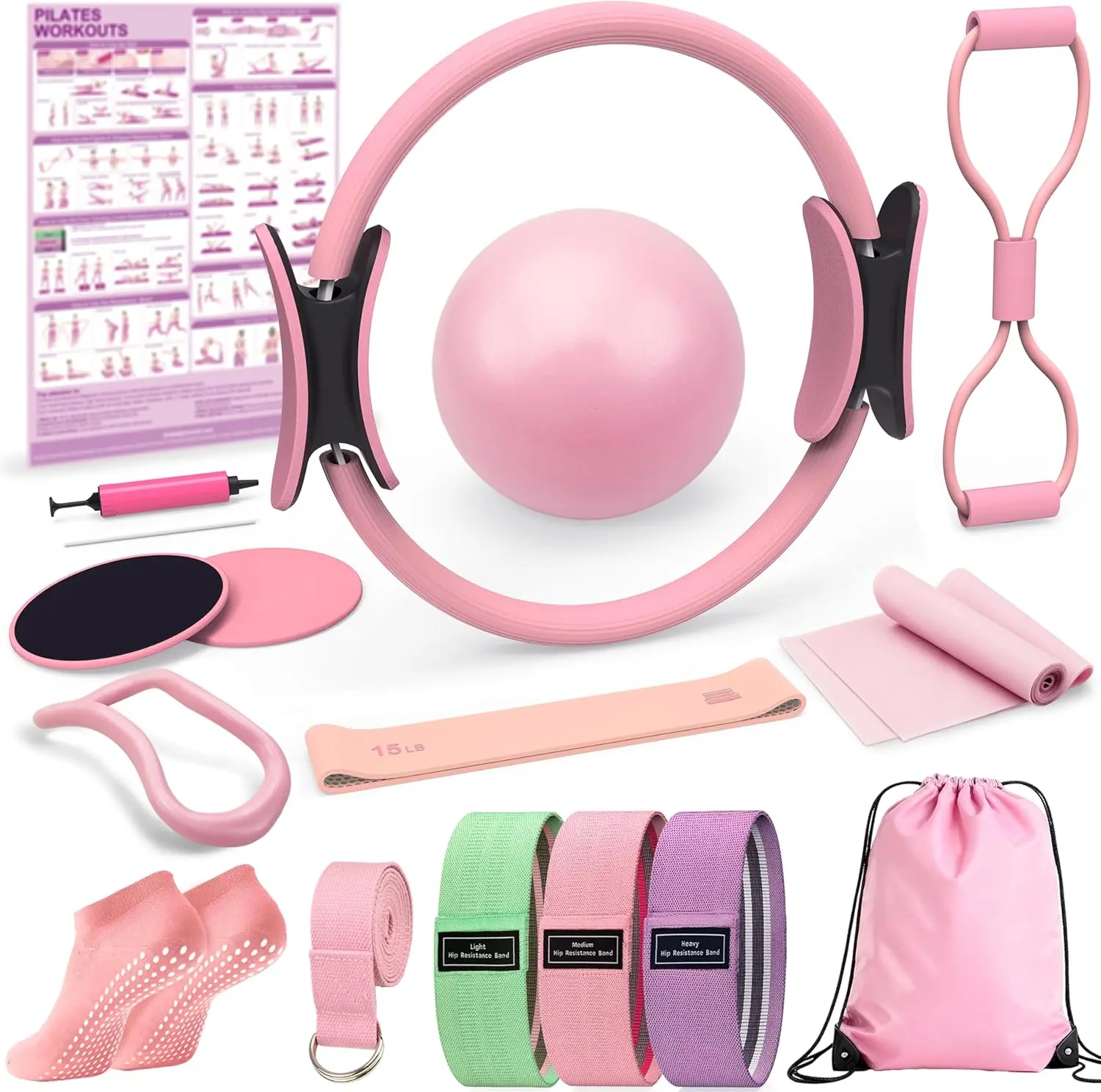 Pilates Kit for Home Workouts, Pilates Equipment Ring and Ball Set, Pilates Essentials Kit for Women, Home Pilates Workout Kit, Pilates Set, Pilates Starter Kit for Women at Gym Studio Travel LarFaFa