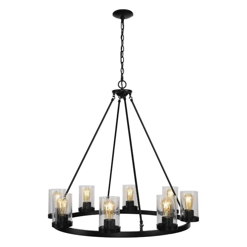JONATHAN Y Coronet Iron-Seeded Glass Rustic Farmhouse LED Chandelier, Classic Simple Ceiling Lighting, Led Lighted Home Decor Ceiling Light