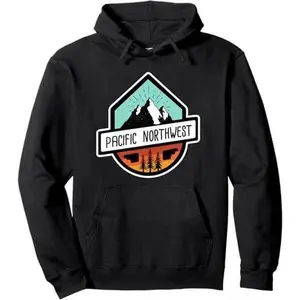 PNW Pacific Northwest Badge Mountain Forest Gift Pullover Hoodie
