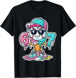 Ice Cream Baseball Drip 67 Boys 6 7 T-Shirt Kids graphic tee