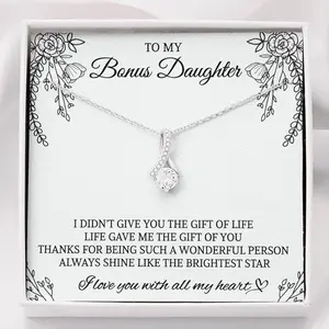 Bonus Daughter Gifts from Stepdad or Stepmom, Valentines Day Gifts For Stepdaughter,, To My Bonus Daughter Necklace On Birthday, Graduation & More