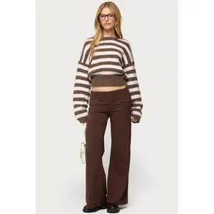 Petite Wide Leg Fold Over Pants