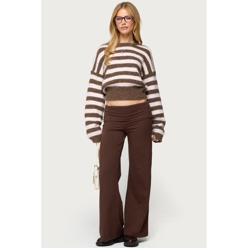 Petite Wide Leg Fold Over Pants