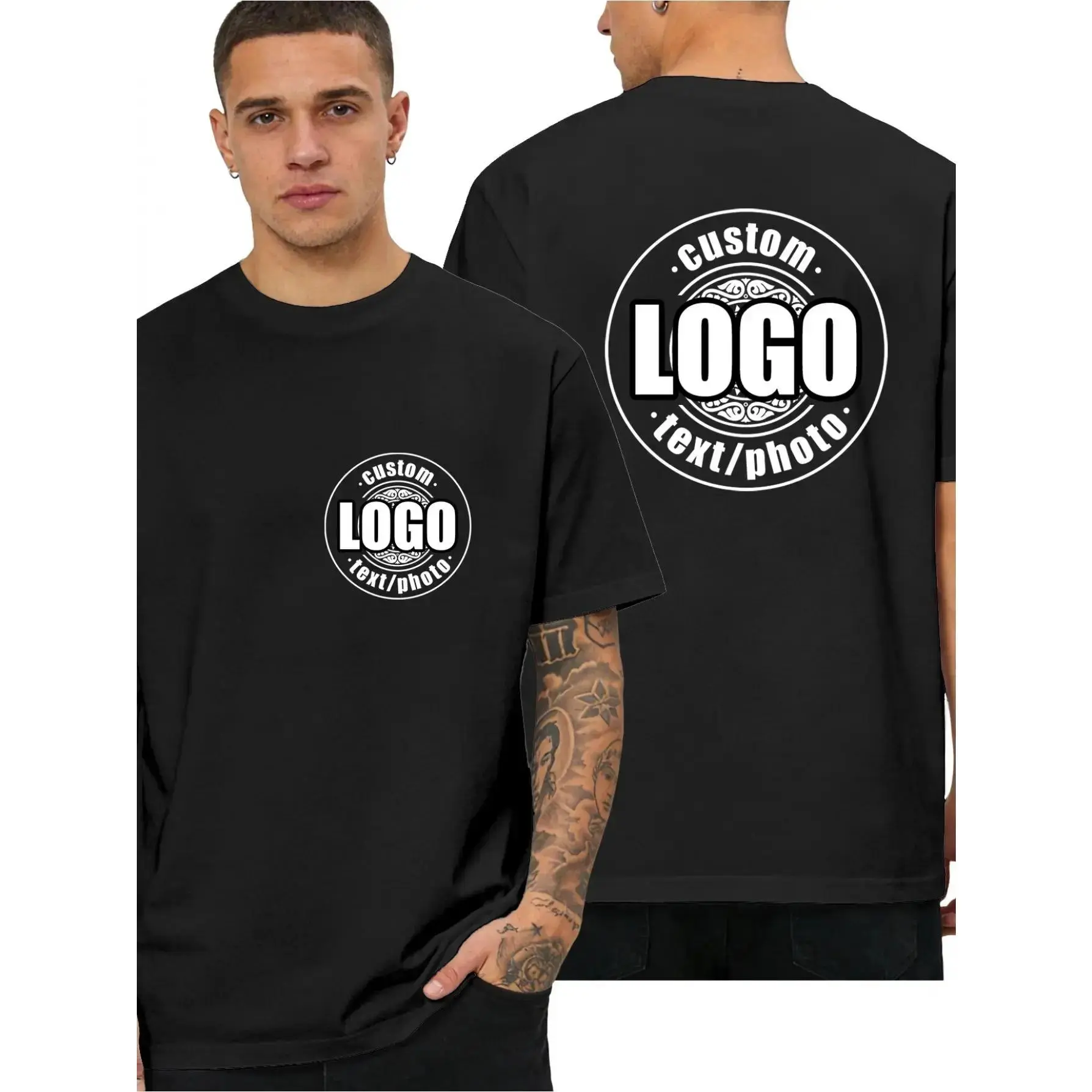 Custom Personalized Graphic T Shirt for Men,  Short Sleeve Crew Neck Tee, Add Your Own Logo Photo or Text, Casual Streetwear for Daily Wear, Custom Birthday Holiday Gift for Men Friends and Family