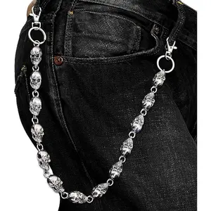 Unisex Pant Chain — Biker Skull Wallet Chain — Long, Cool Emo Punk-Style Keychain for Pockets & Belts — Hip-Hop, Rock, Denim, and Gothic Styles