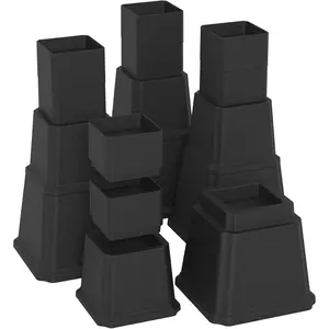 12 Inch Heavy Duty Adjustable Bed Risers 3-12 Inch Multiple Heights 2000 lbs Capacity Furniture Lifters for Couch Sofa Desk Table Legs 4 Pack Black for Dorm