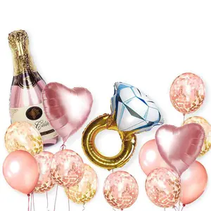 15-piece Wedding Engagement Diamond Ring Champagne Balloon Decoration Set
