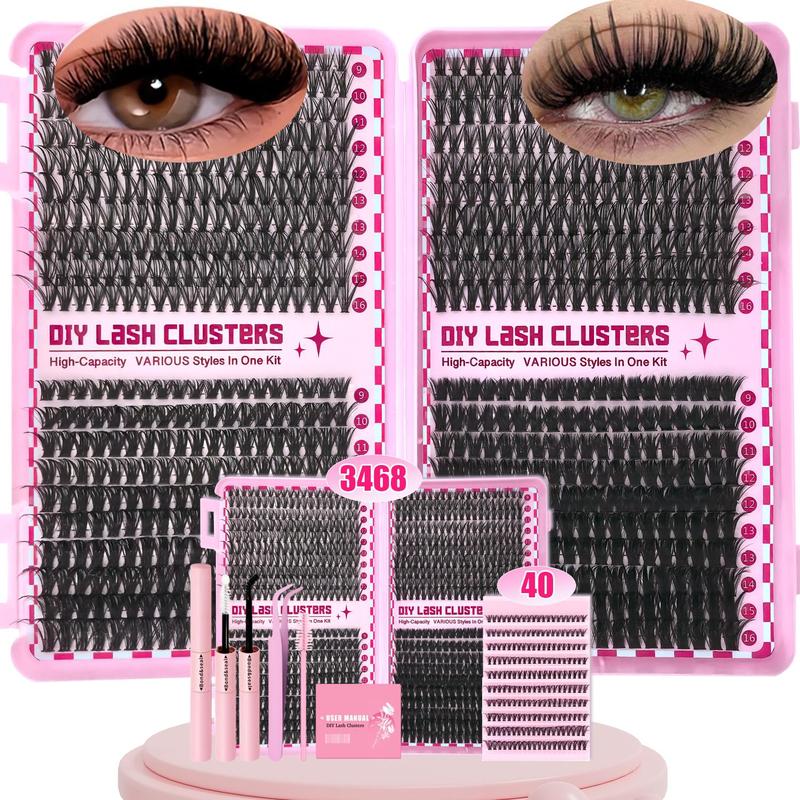 4 in 1 Eyelash Extensions Kit, 1 Set False Eyelash Cluster Kit with ...