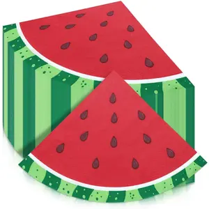 100Pcs Watermelon Napkins, Disposable Watermelon Slices Napkins, Picnic Napkins for Kids Baby Shower Summer Tropical Fruit Watermelon Party Supplies, 13 x 13 Inches