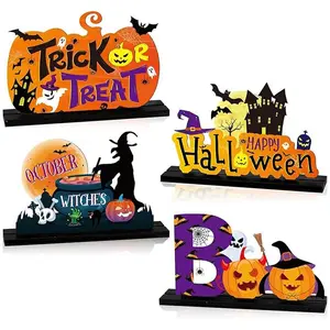Halloween Themed Wooden Decoration, Halloween Party Decoration, Halloween Centerpiece Decoration, Home Decor for Living Room Bedroom, Ornaments