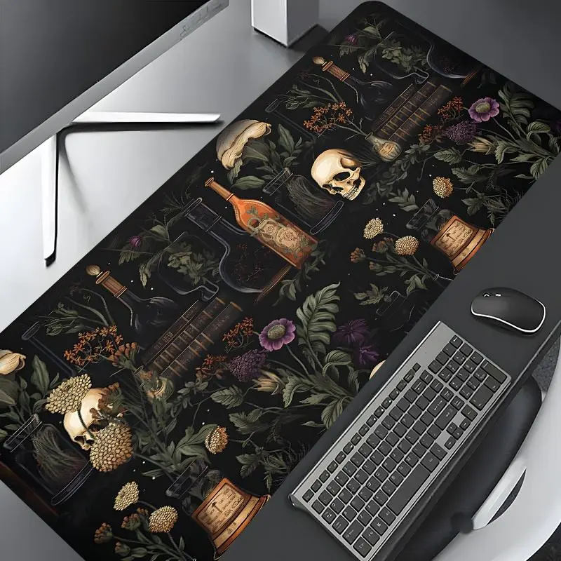 Vintage Alchemy Gothic Dark Botanical Pattern Mouse Pad, Rectangle Gaming Mouse Pad, Non-slip Rubber Pad, Desk Accessory, Desktop Decoration for Home Office, Office Desk Accessories, Computer Desk Mat, Aesthetic Desk Accessories