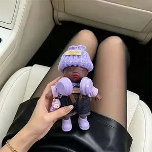 Natasha Doll Outfits (14cm): Super Cute Sporty & British-Style 5-Piece Set. Includes: Knitted Beanie + Matching Sweatshirt + Denim Overalls + Mini Doll Charm + Little Boots.