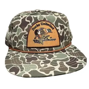 Mallard Unlimited Camo Rope Snapback Hat, Retro Duck Hunting Trucker Cap, Flat Bill Outdoor Mesh Hat for Men, Adjustable Waterfowl Streetwear Gift 2026