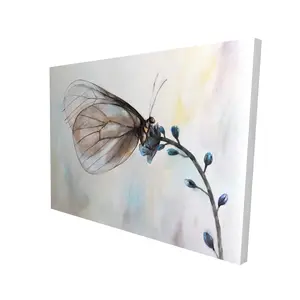 360 stand High-Detail Floral Nature Artwork - 36x48 in. Artistic Romantic Butterfly on Blue Flowers Photo Print, Home Decor Room Decoration Gift for Home Supplies, Wall