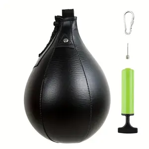 Faux Leather 1pc Boxing Reflex Ball - Red & Black, Durable PU Material, Pear-Shaped Design with Laces for Easy Hanging, Enhanced Agility Home Gym Fitness Equipment