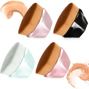 4 Pack Foundation Makeup Brush - Flat Top Travel Kabuki Brushs Momma Brush for Blending Liquid, Cream or Flawless Powder Cosmetics with Protective Case, Easy to Carry