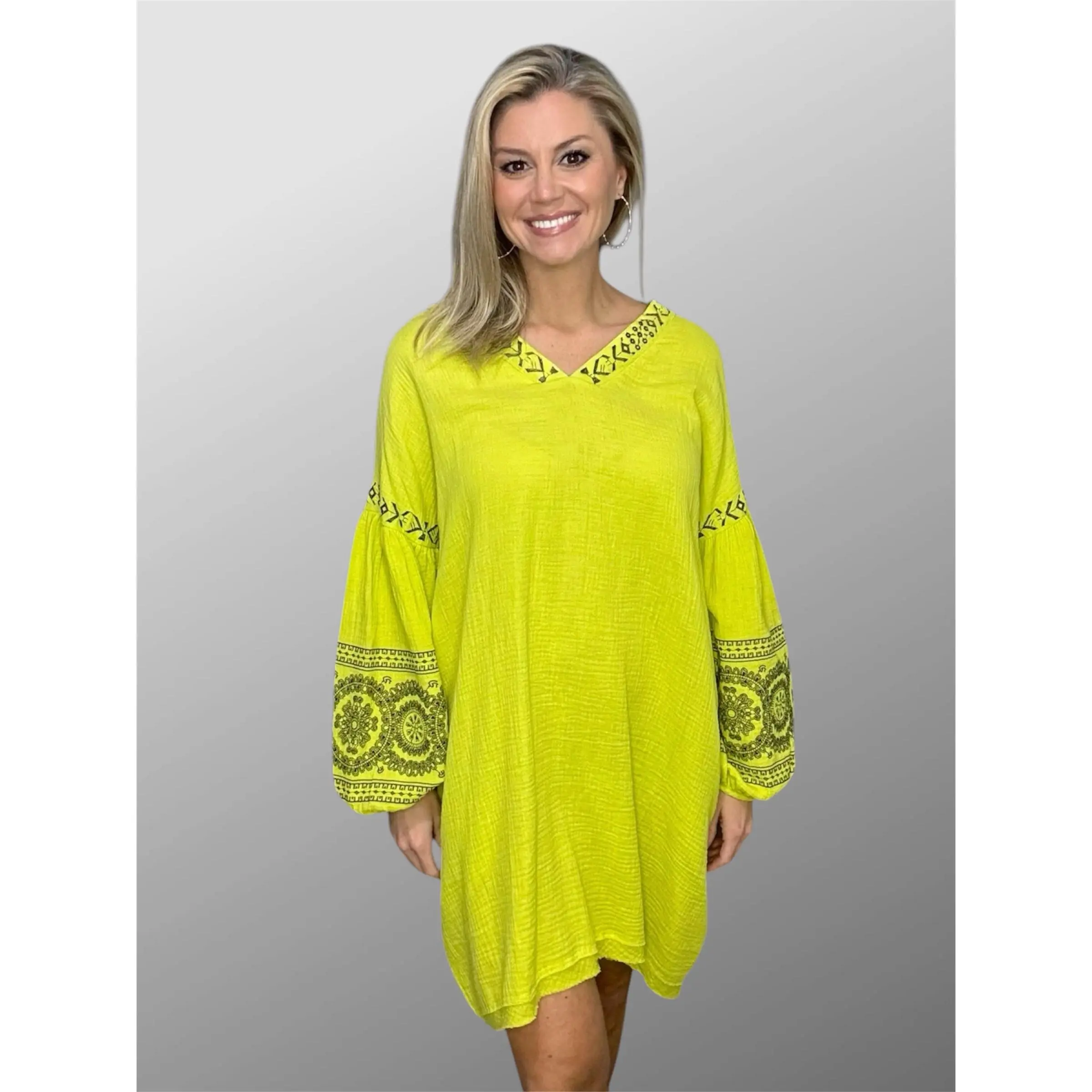 Venice Lime Gauze Dress
