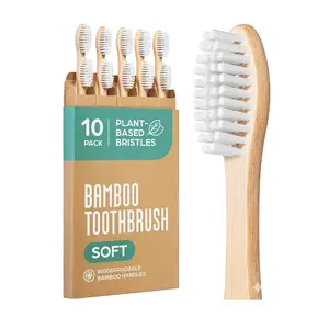 Bamboo Toothbrushes 10 Pack – Natural Toothbrushes, Plant-Based Soft Bristles – Eco-Friendly Wooden Toothbrush